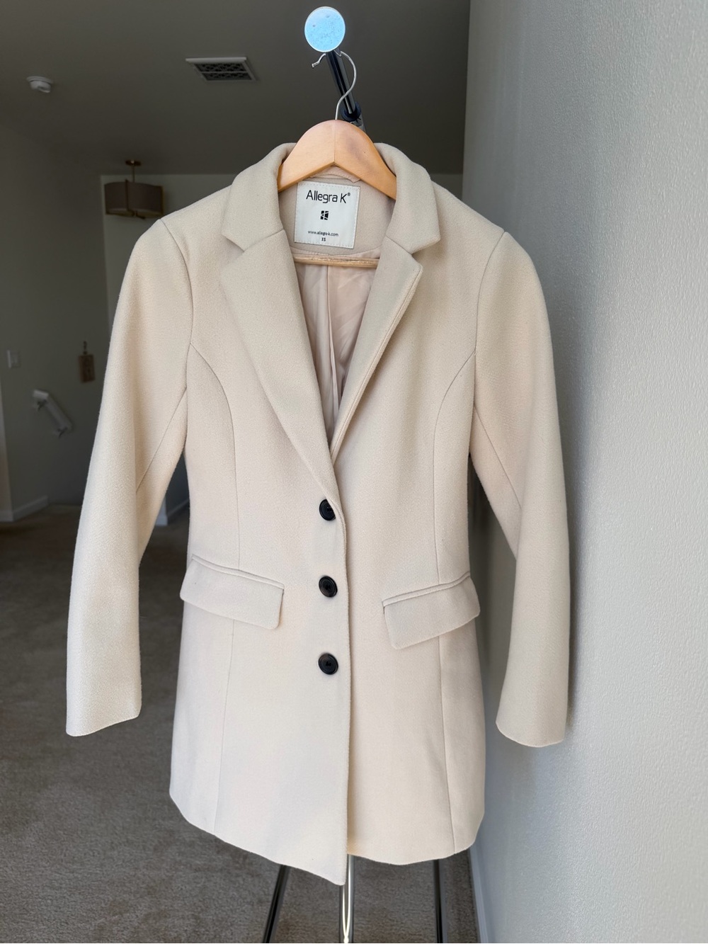 Allegra K Cream Tailored Blazer Coat
